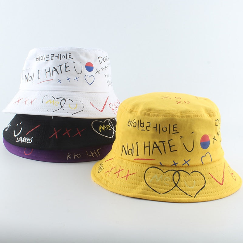 Harajuku Print Bucket Hats