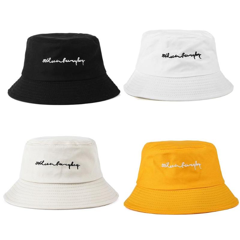 Letter Embroidery Bucket Cap