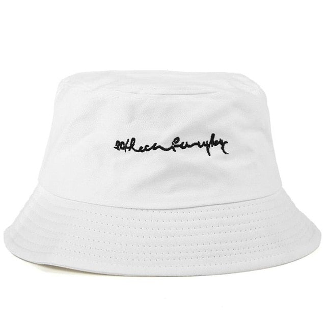 Letter Embroidery Bucket Cap