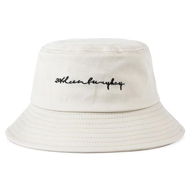 Letter Embroidery Bucket Cap