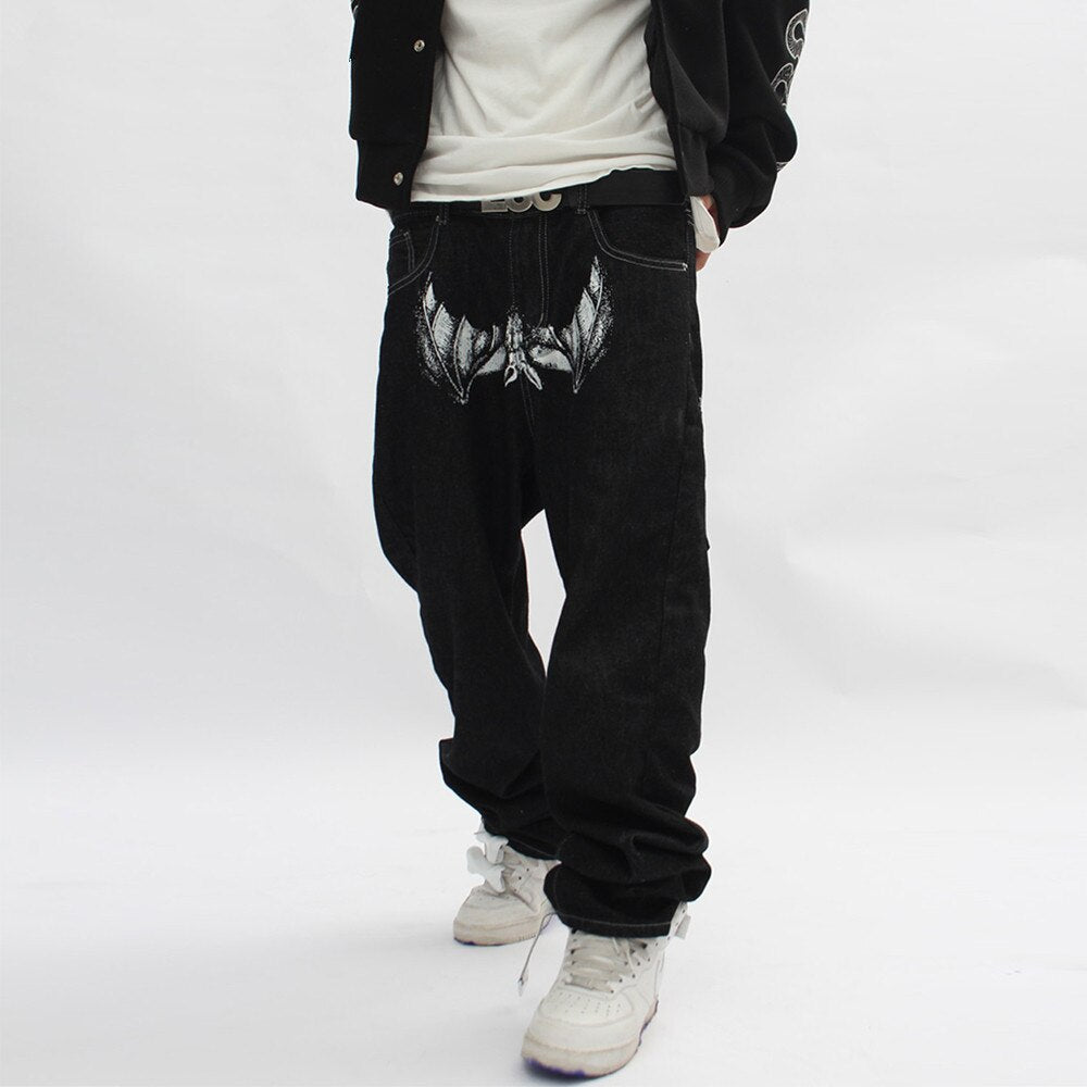 portrait denim street pants